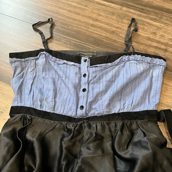 BCBGMAXAZRIA blue eyelet cotton and black silk midi dress - Picture 5 of 12